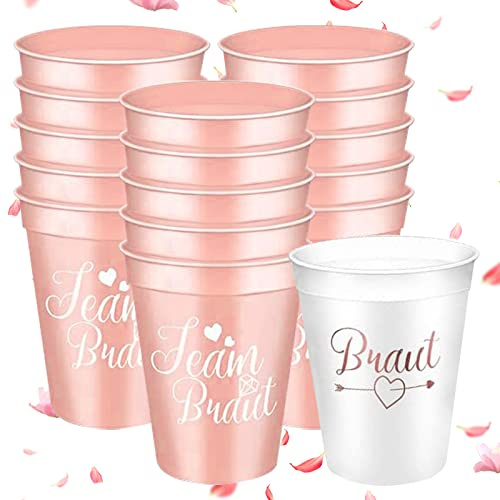 HuaMuDM 16stück Team Braut & Bride To Be Bachelorette Party Cups