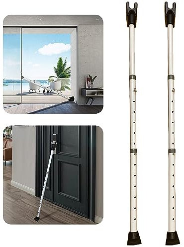 Door Security Bar & Sliding Patio Door Security Bar, Heavy Duty Security Door Stoppers Adjustable Door Jammer Security Bar for Home, Apartment, Travel (2 Pack)