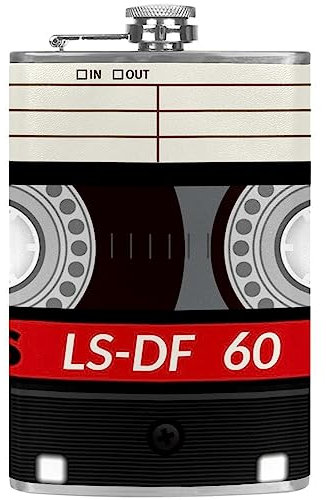 Flasque avec entonnoir Flacons personnalisés,Cassette rétro,Petit flacon portatif en acier inoxydable pour l'alcool