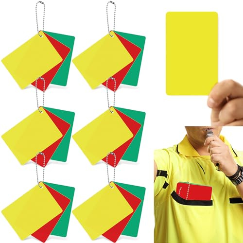 6 Sets Referee Penalty Cards Football Referee Card Sets Soccer Warning Ejection Delay Green Red and Yellow Cards for Sports Game Officials Kit