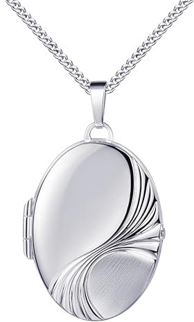 JEVELION Silbermedaillon Medaillon Anhänger Silber 925 für 2 Bilder Amulett für Damen mit Kette zum Öffnen Mit Kette - Kettenlänge 45 cm.