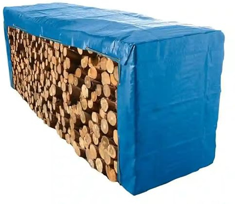 OUTIROR - Bâche de Protection du Bois - 2x8 mètres - 250g/m2 - Résistante & Anti-UV - Imperméable & Imputrescible - Qualité Industrielle - Idéale Bûches et Bois de Chauffage - Couleur : Bleue