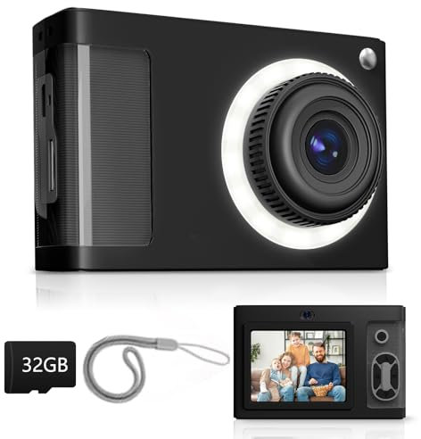 ARNSSIEN Appareil Photo Numérique, Appareil Photo Enfant 1080P Vintage,écran 2.4IPS avec 16 LED de remplissage,cadeau d'anniversaire pour les plus grands,les adolescents,les étudiants,les débutants,Y2