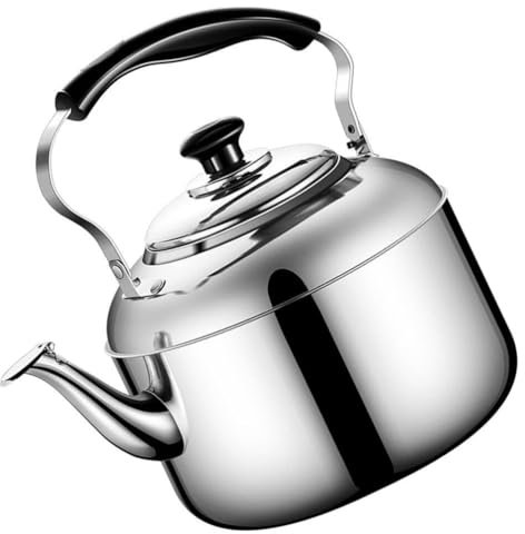 MAGICLULU Tetera Con Silbido Para Estufa Tetera De Acero Inoxidable De 8L Tetera Para Café Caldera De Agua Caliente Con Mango Ergonómico Para Cocina Casera Color