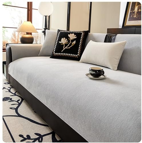 Gluhbirnen Sofadecken für Sitzfläche, Sofa Überzug, Sofadecke rutschfest, Sofaschoner Sitzfläche, Decke für Sofa Sitzfläche, Couch Schoner Auflage, Hellgrau, 90 * 180CM