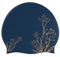 Badekappe Damen, Silikon Schwimmkappe, Badekappe Damen Lange Haare, Badehaube Wasserdicht (Blume, Dunkelblau+Gold)