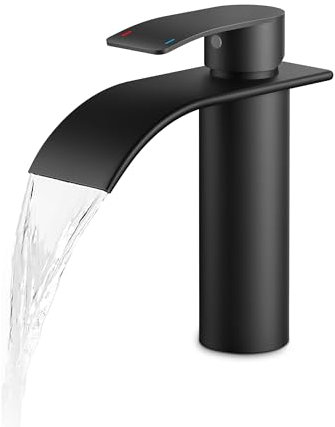 Rubinetti per Lavabo a Cascata FORIOUS, Rubinetto Lavabo in Acciaio Inossidabile con Altezza del Beccuccio di 110 MM, Miscelatore Monocomando per Acqua Calda e Fredda, Risparmio Idrico ed Energetico.