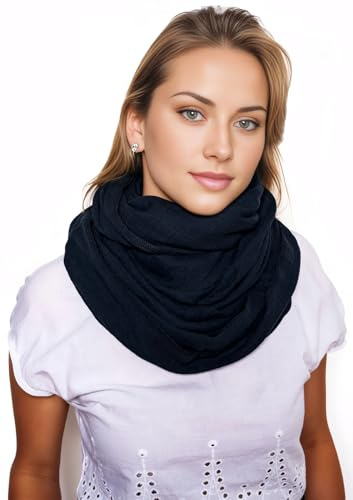 Scandi Linen Musselin Loop Schal Damen, Schlauchschal, Schlauchschal Damen, Musselin Schal Damen, Loop Schal Damen Sommer Leicht, Loop Schal