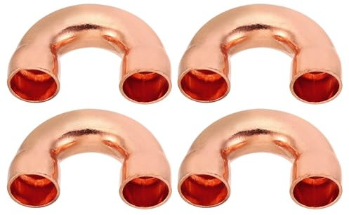 PATIKIL 3/8 Inch ID Copper Pipe Fittings, 4 Pcs 180 Degree Return Bend Copper Pipe Sweat Welding Solder Connection for HVAC Air Conditioning Hydraulic