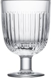 La Rochere Quessant Stemmed Wine Glasses Set of 6 – French Pressed Glass Stemware with Vertical Ribbed Design – Contemporary, Coastal-Inspired Glassware for Wine, Water & Casual Hosting (7.4 oz)