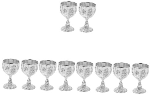 Cabilock 10 Piezas Copa De Vino Europea De Alta Copa Retro Copa Cáliz De Oro Vasos De De Oro Gafas En Cáliz De Vino Recipiente Para Beber Tazas Silver Aleación De Zinc