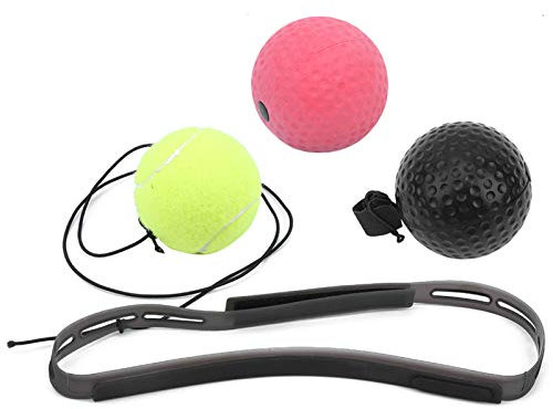 Box-Reflexball, Box-Reaktionsball, PU-Gummiball, Silikon-Ableitungs-Stirnband, Boxball-Stirnband mit Verstellbarer Saitenlänge für Anfänger oder Profis