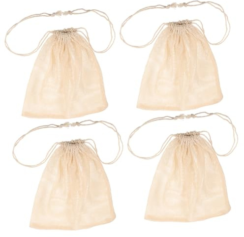 LALADEFIEE Sacchetti Per Bollitura Frutti Di Mare e Carne 30x40 Cm in Cotone Riutilizzabili, Sacchetti Per Cottura a Vapore Resistenti Per Cucina e Ristorante, Confezione Da 4 Pezzi
