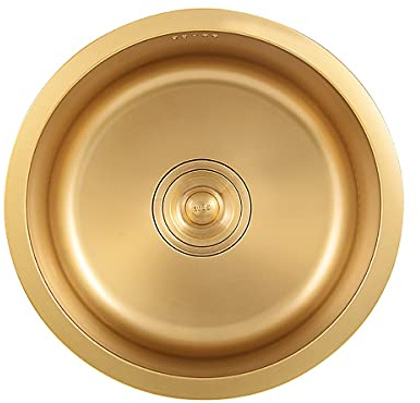 GLMGBP Fregaderos, Fregadero de Cocina de Cuenco Redondo de Acero Inoxidable con escurridor de Profundidad de 190 mm para instalación bajo encimera y al RAS, Fregadero de Lavado con Acabado satina