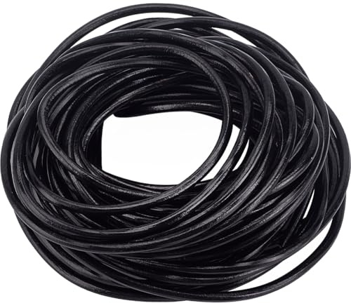 GORGECRAFT 10m 4mm Thick Black Genuine Leather Strips String Cowhide Leather Cord Flat Braiding Thread Rope for Belts Bracelets Necklace Jewelry Making DIY Crafts Tooling Workshop