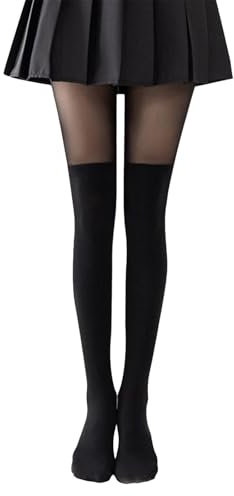 Yphzmtz Damen Patchwork Kniestrümpfe, Stützstrumpfhosen, schwarze blickdichte Strumpfhosen, kleine Größe, Skinny Overknee Strümpfe optik für Frauen