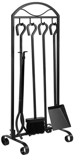 Juego de herramientas de póquer para interiores con pinzas, cepillo de pala y soporte, kit de accesorios para estufa de leña
