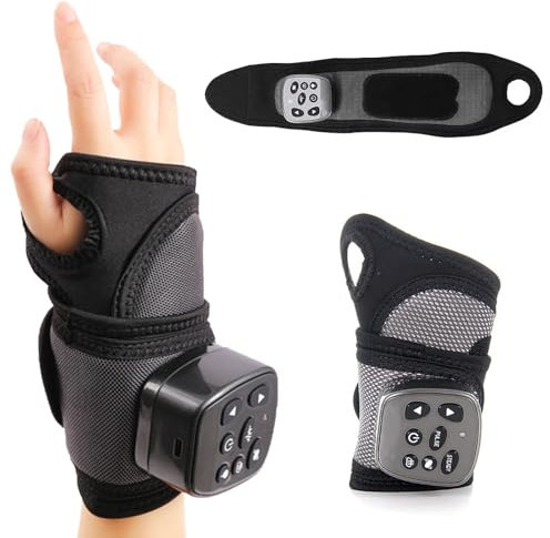PPLDABNK Beheiztes Handgelenkmassagegerät Mit 5 Vibrationsmodi Und Luftkompression, Puls-Akupunkturtherapie, Typ-C Wiederaufladbar, Automatische Abschaltung Nach 15 Minuten, Wohltuend Und Warm,Black
