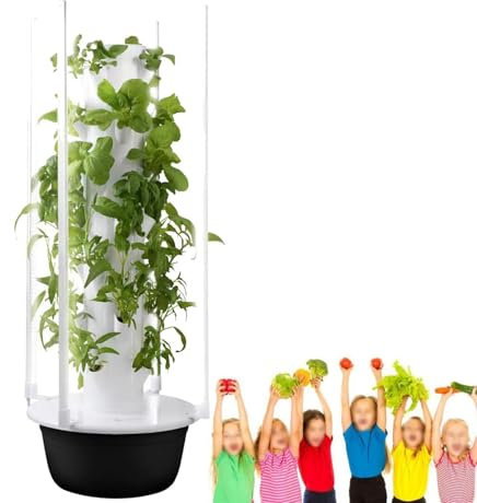 PPLDABNK Vertical Hydroponic Tower Garden Hydroponics Growing Kit with LED Grow Lights, Self-Watering Outdoor Vertical Garden Planter Tower For Indoor Herbs Fruits Vegetables Planting,5 Layers,Black