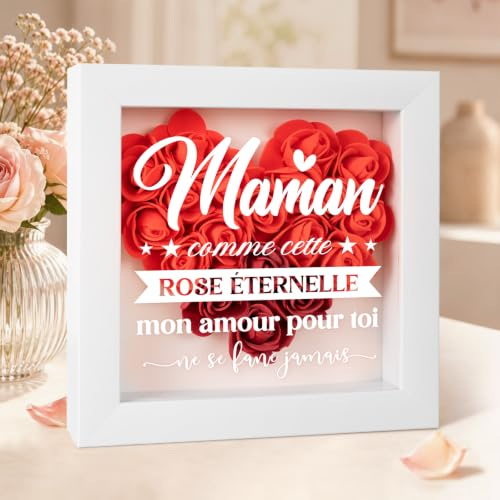 Cadeau Maman Original, Cadeau Anniversaire Maman - Rose Eternelle | Idée Rose pour Noël et la Fête des Mères (18,2 x 3,2 cm)