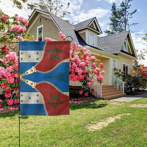 Drapeau du Honduras et drapeau marocain double face 28 x 40 pouces, décoration extérieure pour jardin
