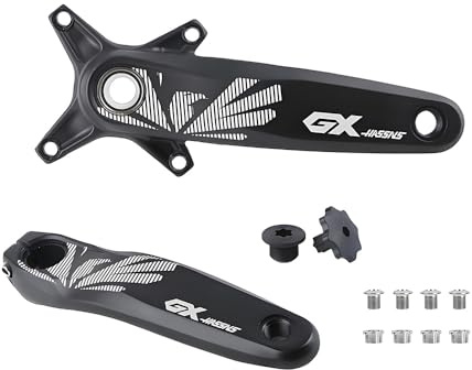 HillMiles MTB Juego de bielas para Bicicleta de montaña, Opcional biela/biela y Eje de pedalier/biela con Eje de pedalier y Plato dentado