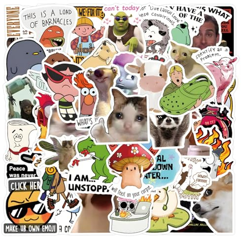 Funny Meme Stickers for Adults, Waterproof Graffiti Stickers with No Residue Removal for Laptop, Water Bottle, Phone, Journals, Scrapbook & Skateboard Stickers (FunnyA)