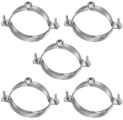 sourcing map 5pcs 201 Stainless Steel 3/75mm Split Ring Pipe Hanger Pipe Strap Clamp Split Ring Hanger for Tubing Shower Curtain Tiki Torch, Polished Silver Tone(No Rubber)