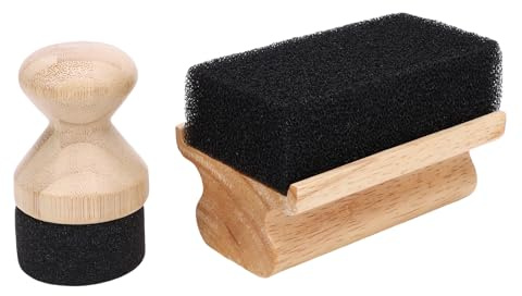 SIXRUN Applicateur d'huile pour Planche à Découper, Bois de Hêtre et éponge, Poignée Ergonomique, Idéal pour les Blocs de Boucher et les Ustensiles en Bois 2 Pièces