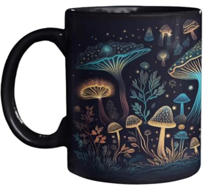da caffè a forma di fungo, 350 ml, con motivo a funghi, da tè e tè per lavoro, casa e cucina, regalo divertente per gli amanti dei funghi e collezionisti