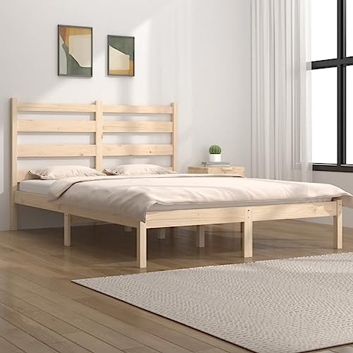 Frdhee Lit en palettes, pour adolescent, en bois de pin massif, 120 x 190 cm, cadre de lit pour chambre à coucher, stable et peu encombrant