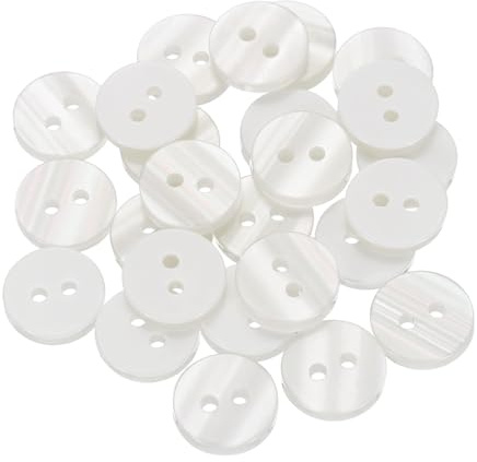 QUARKZMAN 25 Piezas De Botones Naturales De Concha 2 Agujeros 11mm Botones Nácar Perlas Para Camisas Abrigos Trajes Chaquetas Jeans Faldas Costura Manual DIY Artesanías Blanco