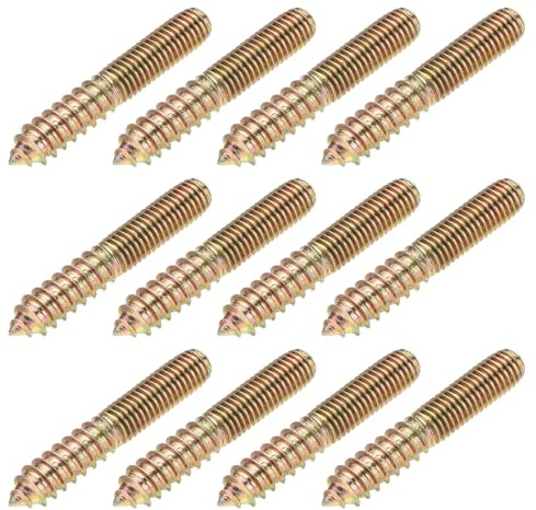 YELARXI M10 Hanger Bolts, 2.4(60mm) Length Double Headed Bolts Self-Tapping 10mm Screw Wood Dowel Screw Bolt Furniture Accessories - Fitting for (Wood Joint Furniture Legs) 12 Pcs