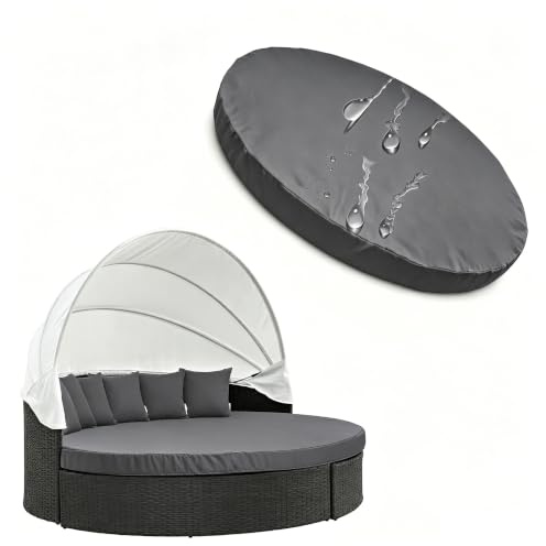 Generisch Ersatzauflage Sonneninsel Rund,Wasserdichter Polyestermaterial Outdoor Tagesbett Kissenbezug Mit Gummiband Abnehmbarer Waschbarer Ersatzbezüge Für Runde Tagesbetten,Dark Gray