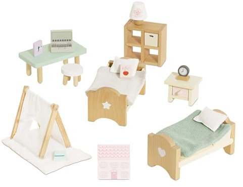 Le Toy Van – SugarPlum Kinderzimmer aus Holz für Puppenhäuser | Spielset für Puppenhäuser | Daisylane Puppenhaus-Möbelsets für Mädchen & Jungen – Geeignet für Kinder ab 3 Jahren