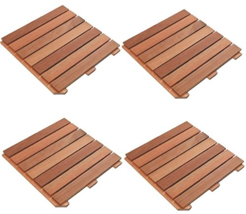 4x FSC Bangkirai Gartenfliese 50x50 cm = 1 m² Yellow Balau Holzfliese Terrassenfliese wetterfest schwere Qualität