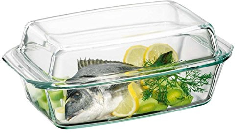 Simax 8593419414848 Rechteckiger Schüssel 3,2 Liter + Deckel 2,3 Liter, 3,2 Liter, Glas