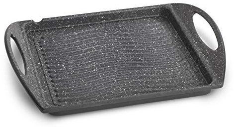 Lagostina Speciali Piastra Antiaderente in Alluminio Pressofuso, 25 x 25 cm, Bistecchiera e Griglia Panini Gas e Forno, Rivestimento Antigraffio Effetto Marmo, Bordo a Versare, Manicature Ergonomiche