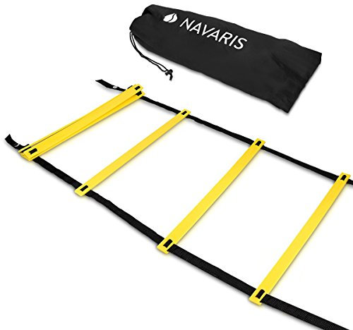 Navaris Koordinationsleiter 6m Workout Agility Leiter - Basketball Fussball Speed Ladder - Trainingsleiter Geschwindigkeit Training - mit Tasche
