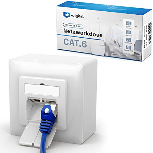 HB-DIGITAL 3x CAT 6 Presa di rete LAN Universale Presa di collegamento - 2x Porta RJ45 - Montaggio superficiale/a incasso Schermato EIA/TIA 568A&B 8P8C 1 Gigabit Ethernet Rete – Bianco segnale