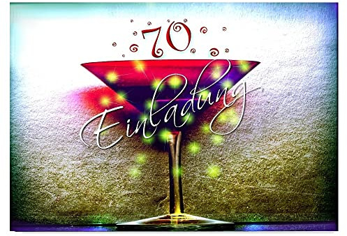 DigitalOase 10 Einladungskarten 70. Geburtstag #KELCHR (10) | MIT INNENTEXT Geburtstagskarten 10 Klappkarten 10 Kuverts Format DIN A6