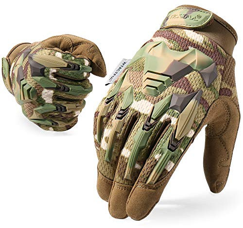 WTACTFUL Taktische Handschuhe,Tatical Gloves,Motorrad Handschuhe,Herren Touchscreen Motorradhandschuhe für Mountainbike, Motorcross,Klettern,Security,Wandern,Motorrad,Jagd Tarnung L
