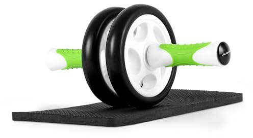 MSPORTS magtränare AB Roller Premium I magtränare med knästöd I magskoter med komforthandtag I magmuskeltränare I AB Wheel muskeltränare Grün-Weiß