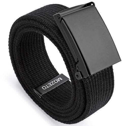 MOZETO Gürtel Herren Länge 115-145 cm Breit 3,8 cm Stoff Canvas Nylon Belt Automatischer Schnallen Verstellbarer Unisex Stoffgürtel