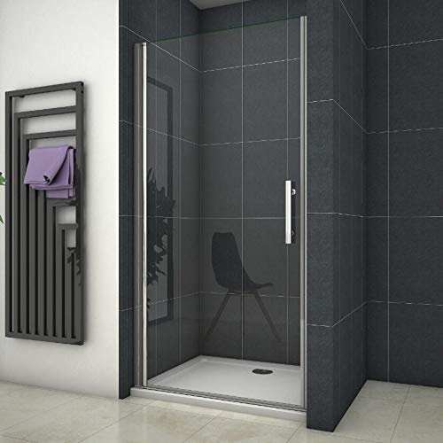 Xinyang Frameless Pivot Shower Door Enclosure 700mm Glass Screen with 700x700mm Shower Tray Free Waste