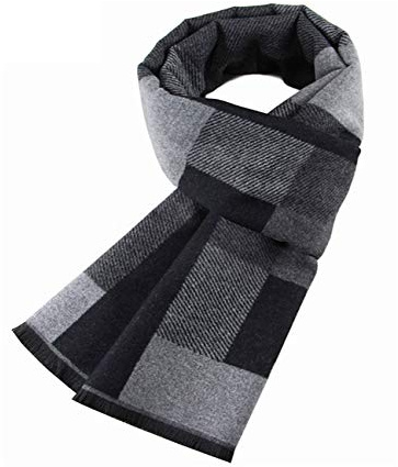 JFAN Herren Herbst und Winter Warmer Schal Tartan Schal Mode und Elegant Weicher Langer Klassischer Schals Gemütlicher Lässiger Warmer schal 180 * 31cm（dunkelgrau）