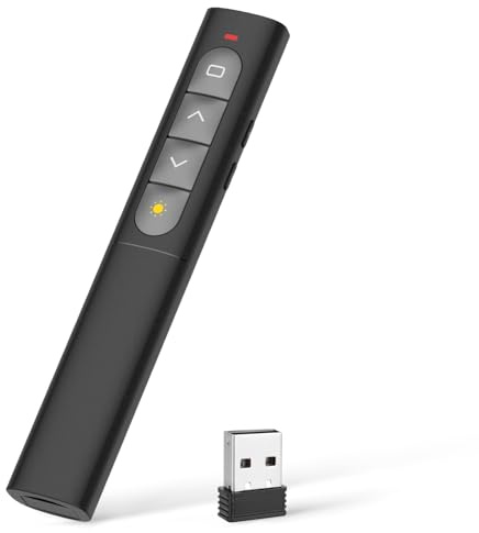 Wireless Presenter Powerpoint Fernbedienung Laptop mit Hyperlink Lautstärkeregler, 2.4Ghz PPT Präsentation Fernbedienung Klicker Präsentator Pointer für Präsentationen Windows Mac Linux