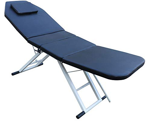 Bathrena Klappbar Massageliege 182cm SPA Salon Bett Kosmetikbett Massagetisch 3-Zonen Farbwahl Massagestuhl kosmetikliegen Kosmetik Liegen Dreifach Tragbare (Schwarz)