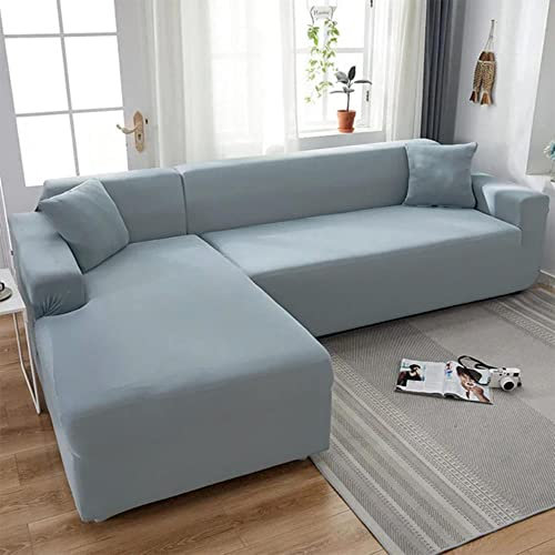 MicroMall Einfarbige Sofabezug für Wohnzimmer, elastische Eckcouch Chaiselongue Schonbezüge Stuhlschutz