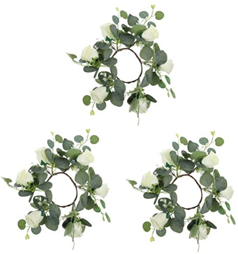 Abaodam 3 Stücke Kerze Künstliche Rose Kranz Dekorative Kerze Kranz Für Hochzeit Urlaub
